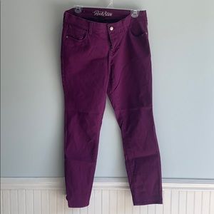 Old Navy Rockstar purple pants skinny leg size 12
